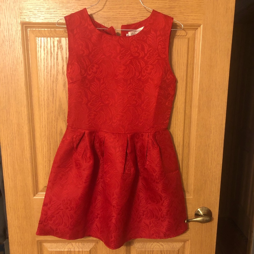 Red jacquard mini dress